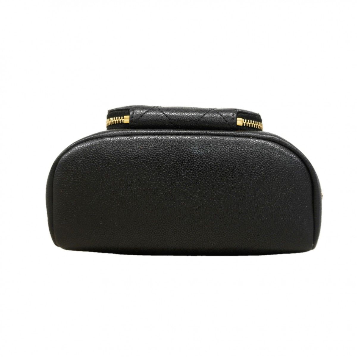 Chanel Shoulder Bag Quilted Caviar Leather Black Champagne Gold — view 3