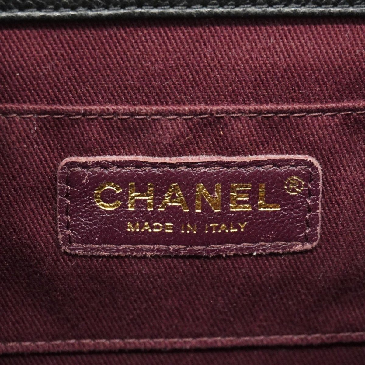 Chanel Shoulder Bag Quilted Caviar Leather Black Champagne Gold — view 5