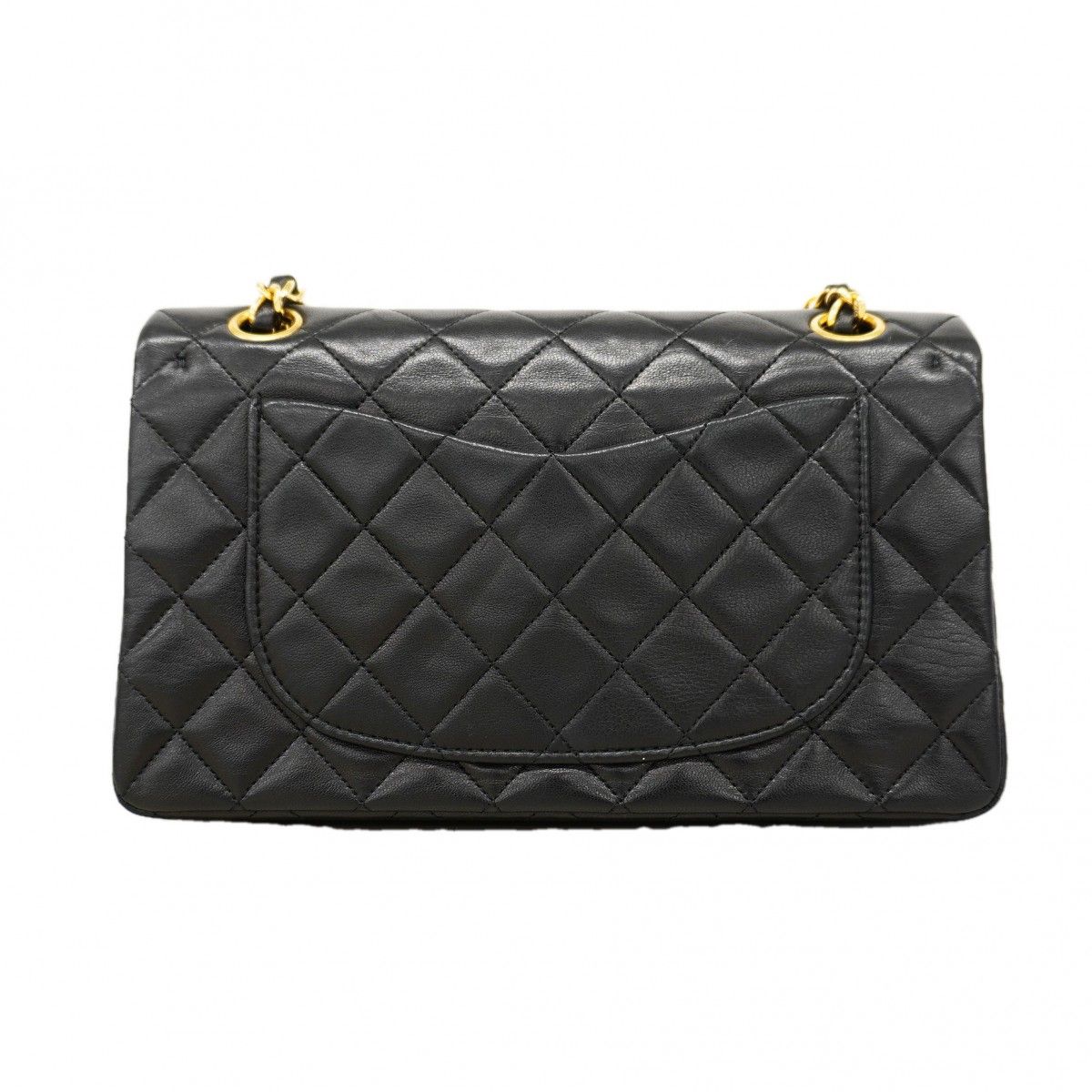 Chanel Shoulder Bag Quilted Lambskin Black Gold — view 9