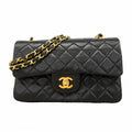 Chanel Shoulder Bag Quilted Lambskin Black Gold