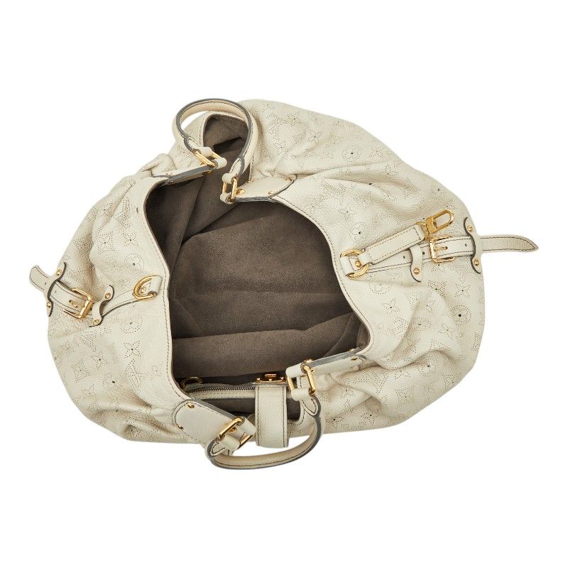 Louis Vuitton Monogram Mahina XL Shoulder Bag Gray Ivory White Leather — view 9