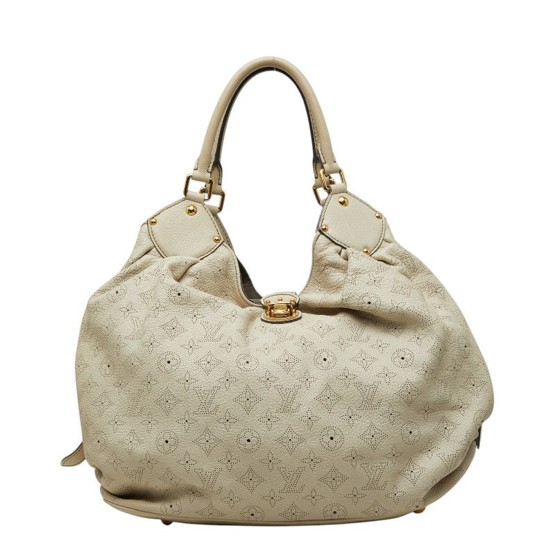 Louis Vuitton Monogram Mahina XL Shoulder Bag Gray Ivory White Leather