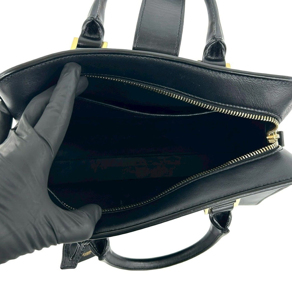 Saint Laurent Paris Cabas YSL Logo Leather 2-Way Shoulder Bag Black — view 9