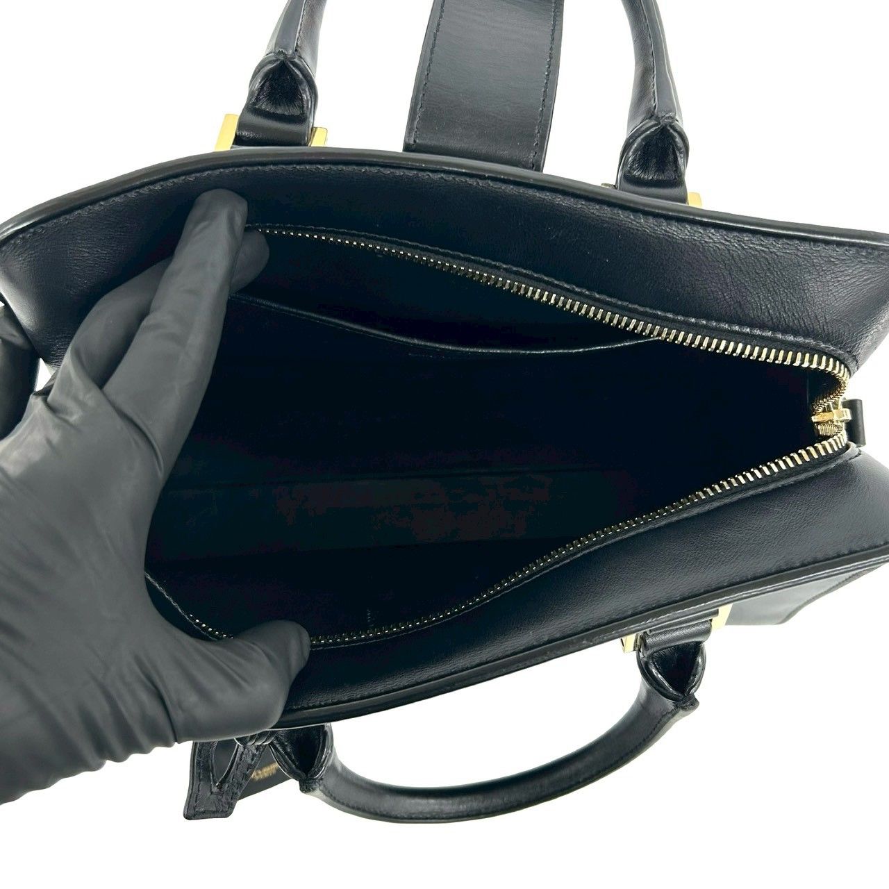 Saint Laurent Paris Cabas YSL Logo Leather 2-Way Shoulder Bag Black — view 9