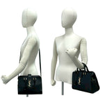Saint Laurent Paris Cabas YSL Logo Leather 2-Way Shoulder Bag Black — view 2