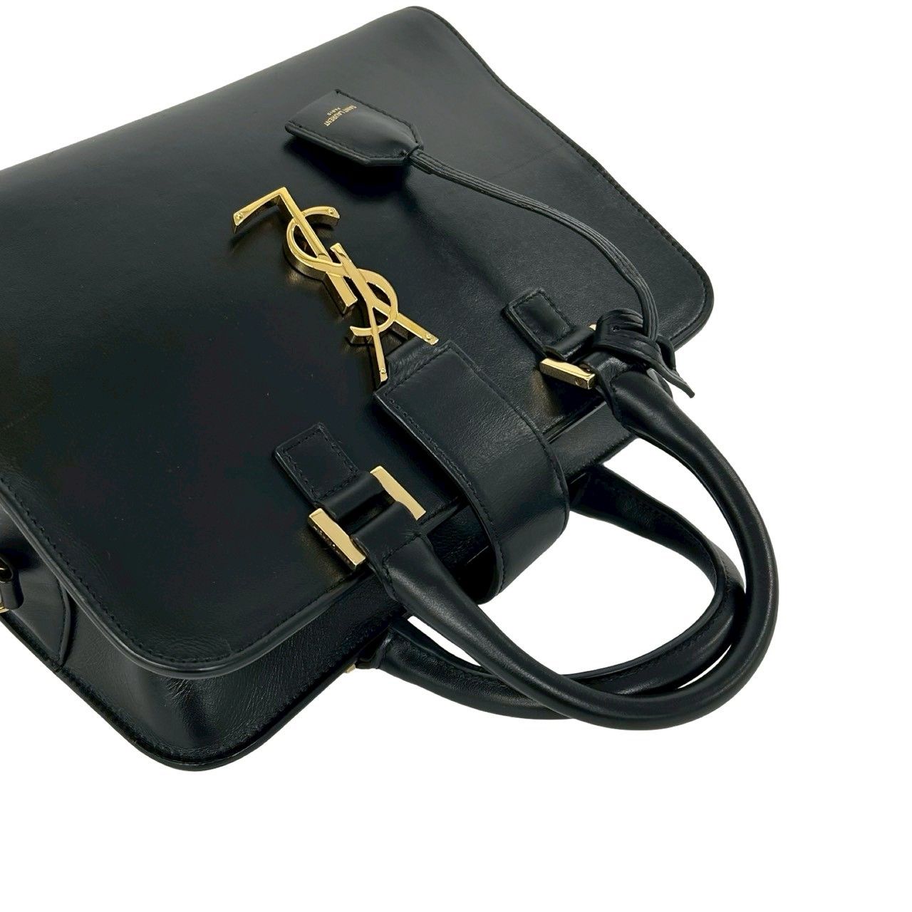 Saint Laurent Paris Cabas YSL Logo Leather 2-Way Shoulder Bag Black — view 4