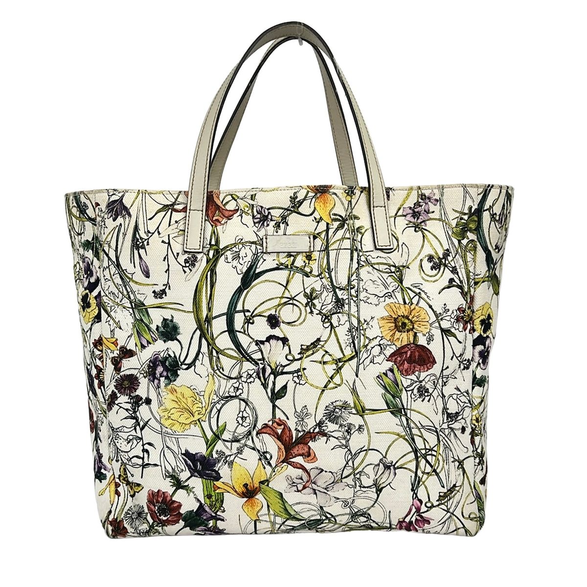 Gucci Tote Flora Ivory Green Multi Leather