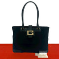 Gucci Vintage Logo Canvas Leather Tote Black