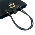 Gucci Vintage Logo Canvas Leather Tote Black — view 4