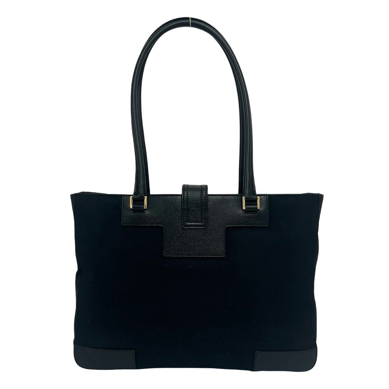 Gucci Vintage Logo Canvas Leather Tote Black — view 3