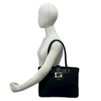Gucci Vintage Logo Canvas Leather Tote Black — view 2