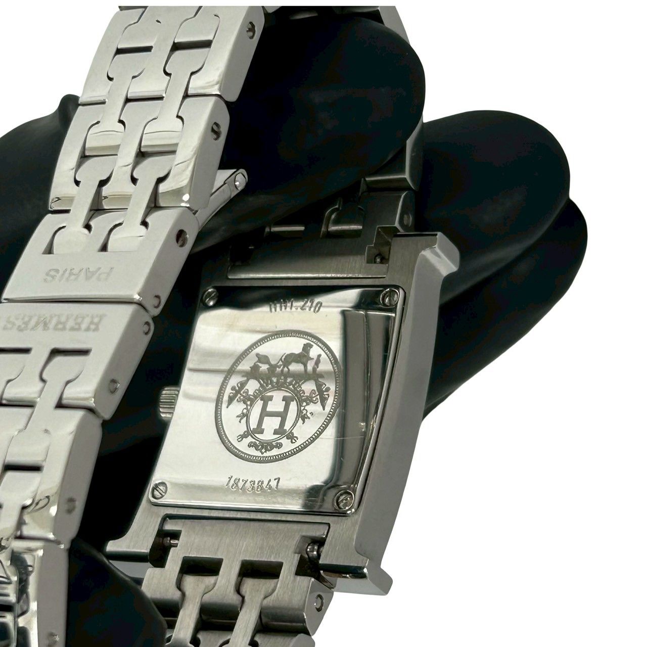 Hermes Watch Stainless Steel Quartz Wristwatch Silver Black — view 5