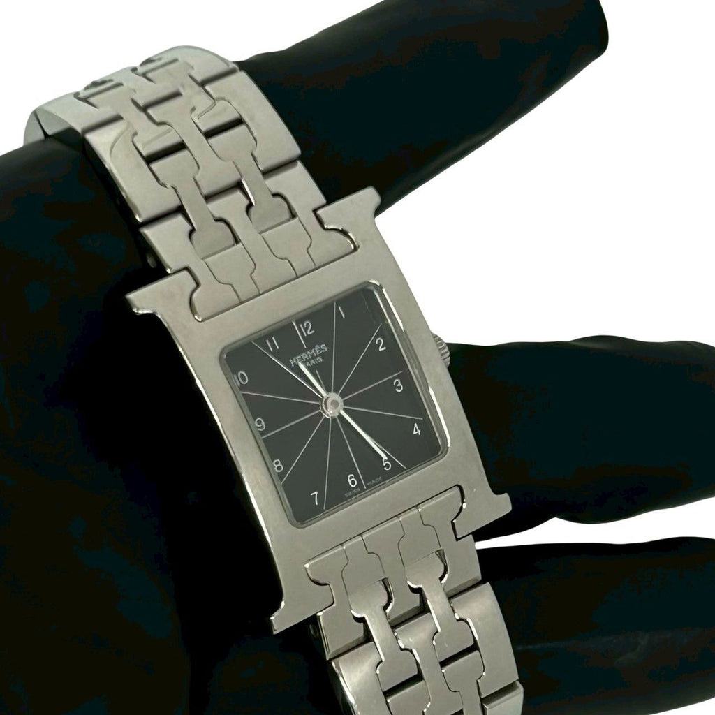 Hermes Watch Stainless Steel Quartz Wristwatch Silver Black — view 4