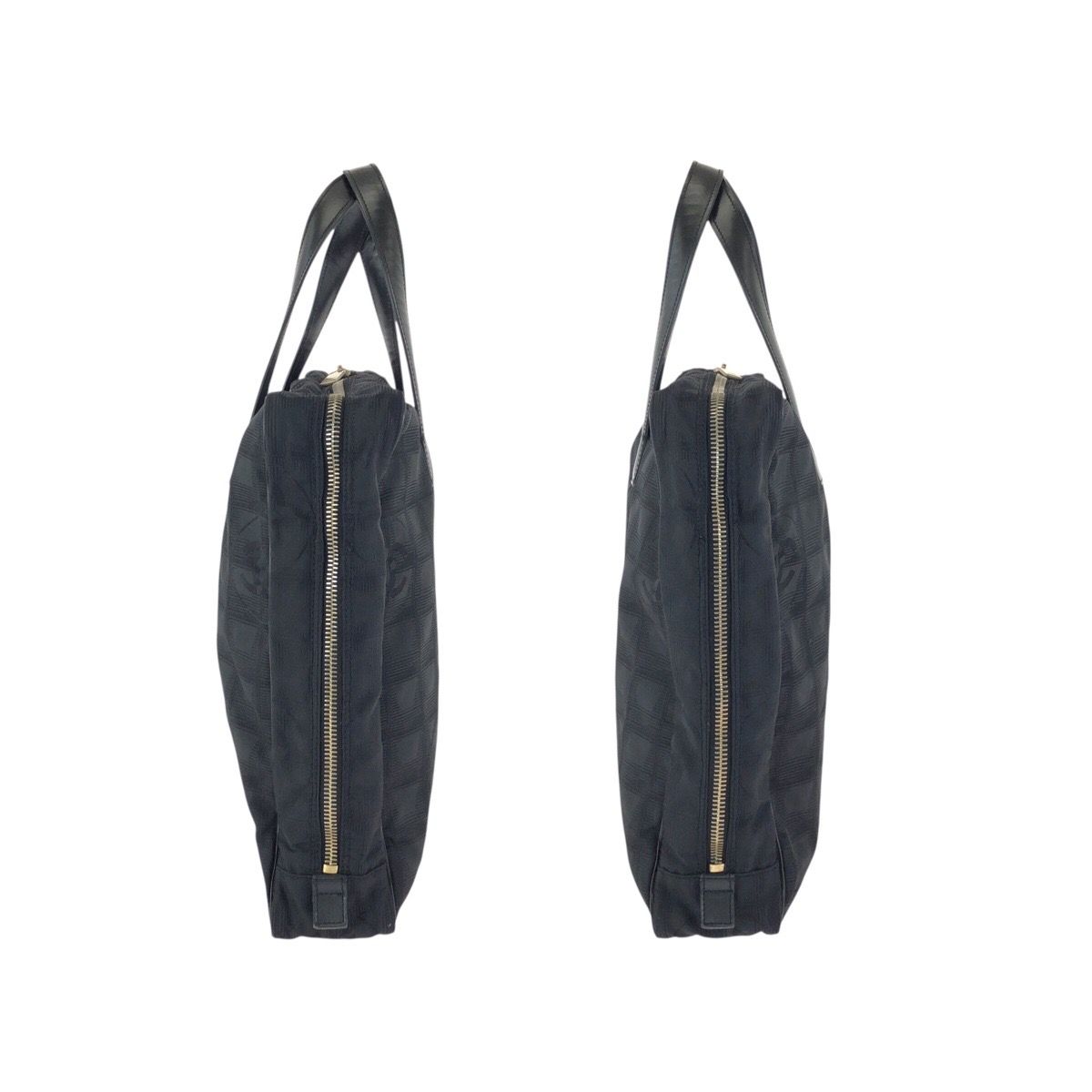 Chanel New Travel Line CC Logo Black Gold Nylon Leather Tote Business — view 7
