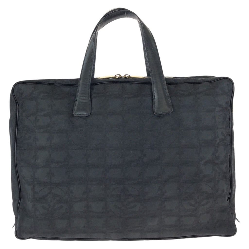 Chanel New Travel Line CC Logo Black Gold Nylon Leather Tote Business