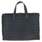 Chanel New Travel Line CC Logo Black Gold Nylon Leather Tote Business