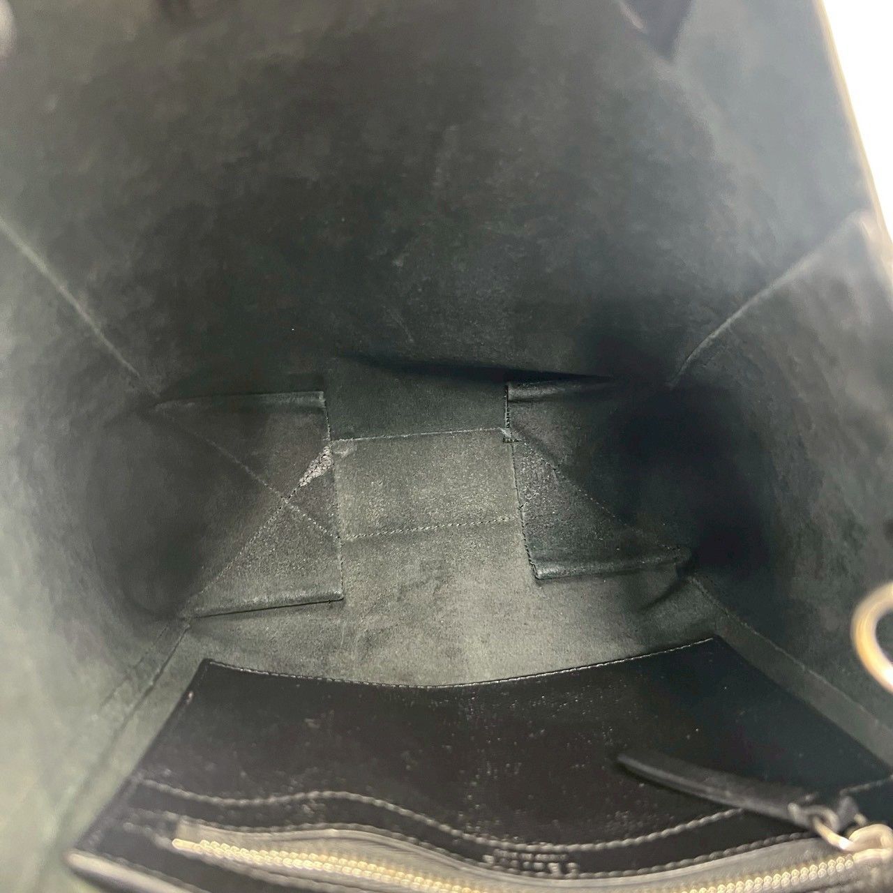 Celine Vertical Cabas Leather 2-Way Shoulder Bag Mini Tote Black — view 9