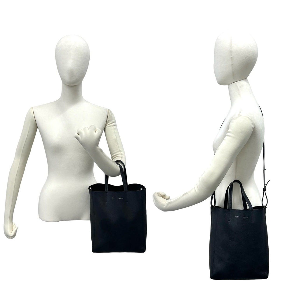 Celine Vertical Cabas Leather 2-Way Shoulder Bag Mini Tote Black — view 2
