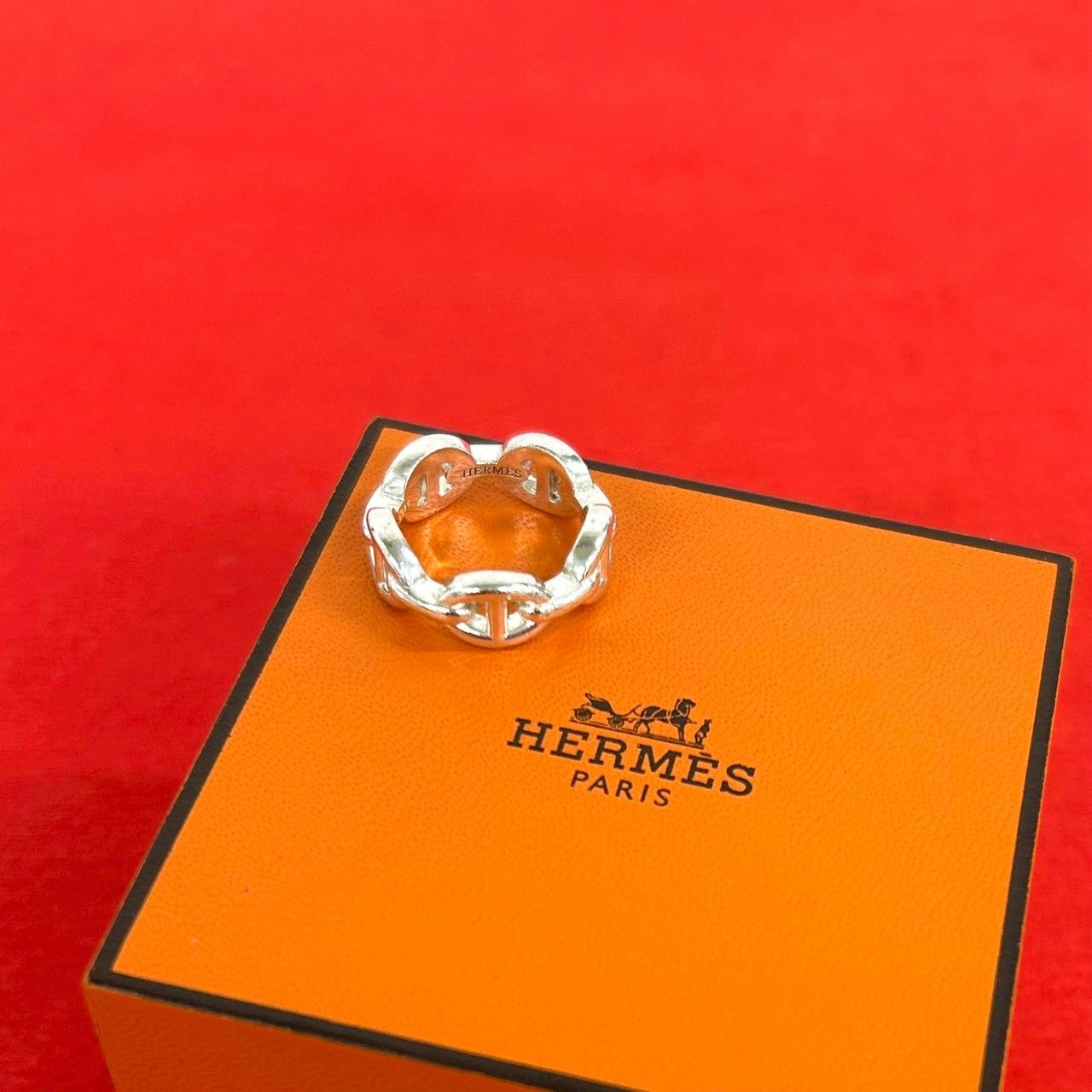 Hermes Chaine D'ancre Ring 925 Sterling Silver