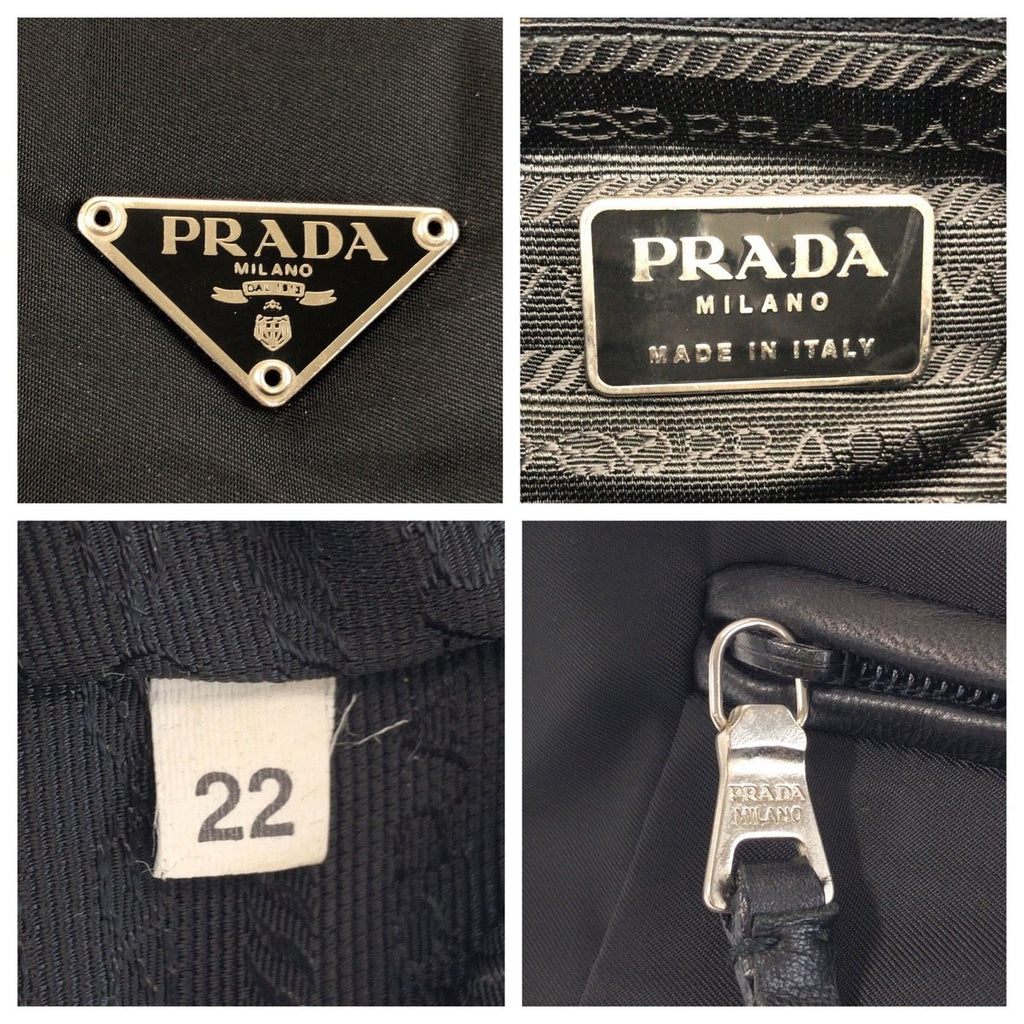 Prada Tessuto Black Nylon Leather Tote Shoulder — view 4