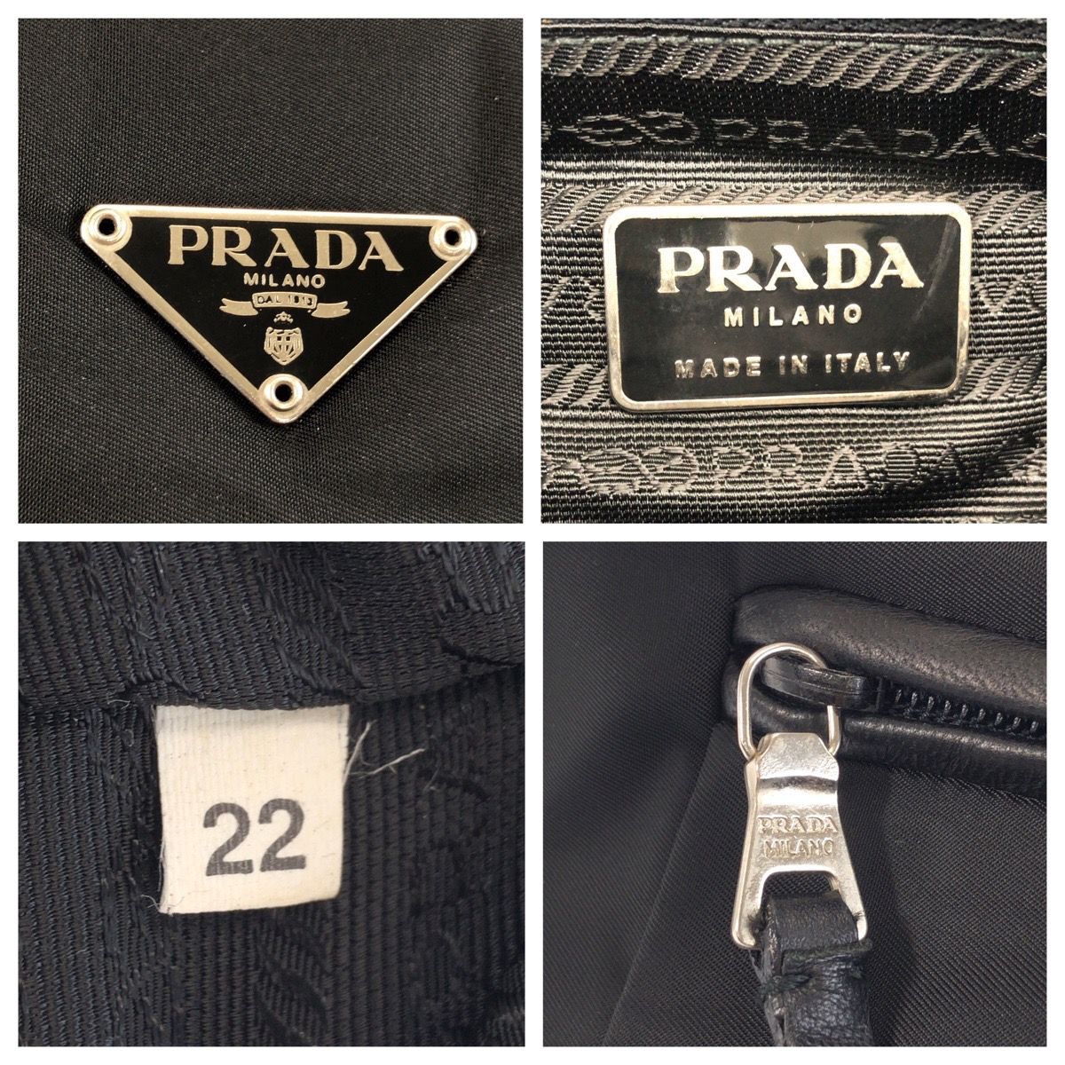 Prada Tessuto Black Nylon Leather Tote Shoulder — view 4