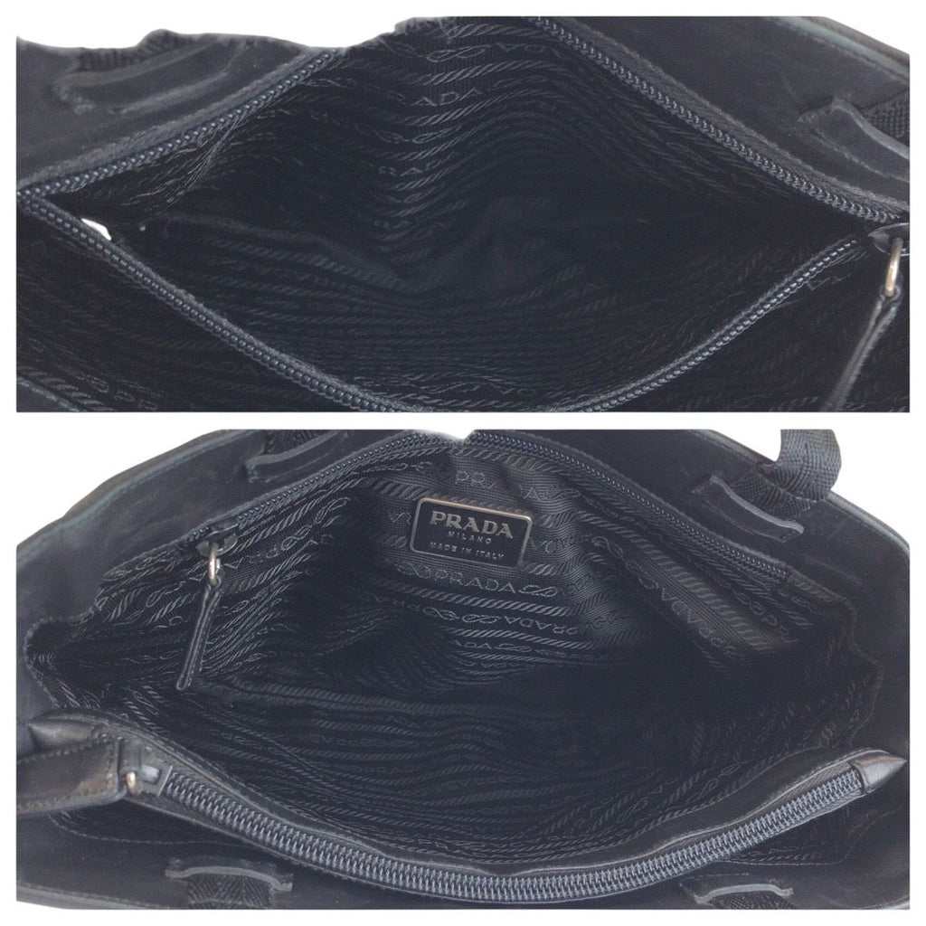 Prada Tessuto Black Nylon Leather Tote Shoulder — view 8