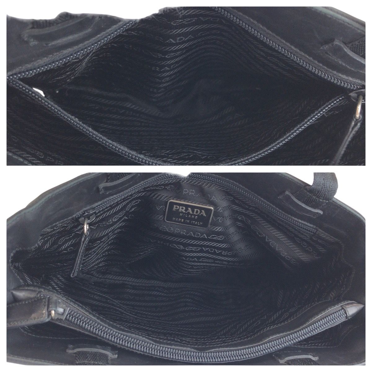 Prada Tessuto Black Nylon Leather Tote Shoulder — view 8