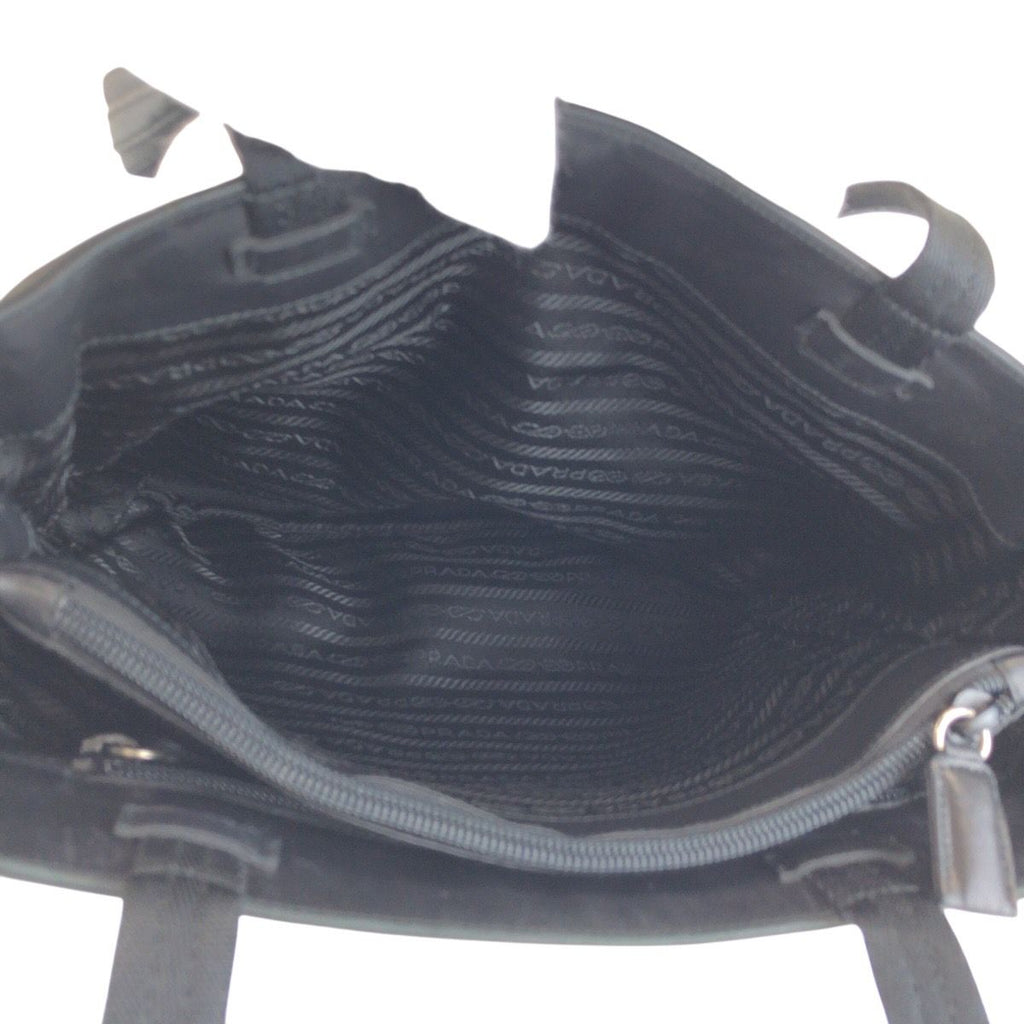 Prada Tessuto Black Nylon Leather Tote Shoulder — view 7