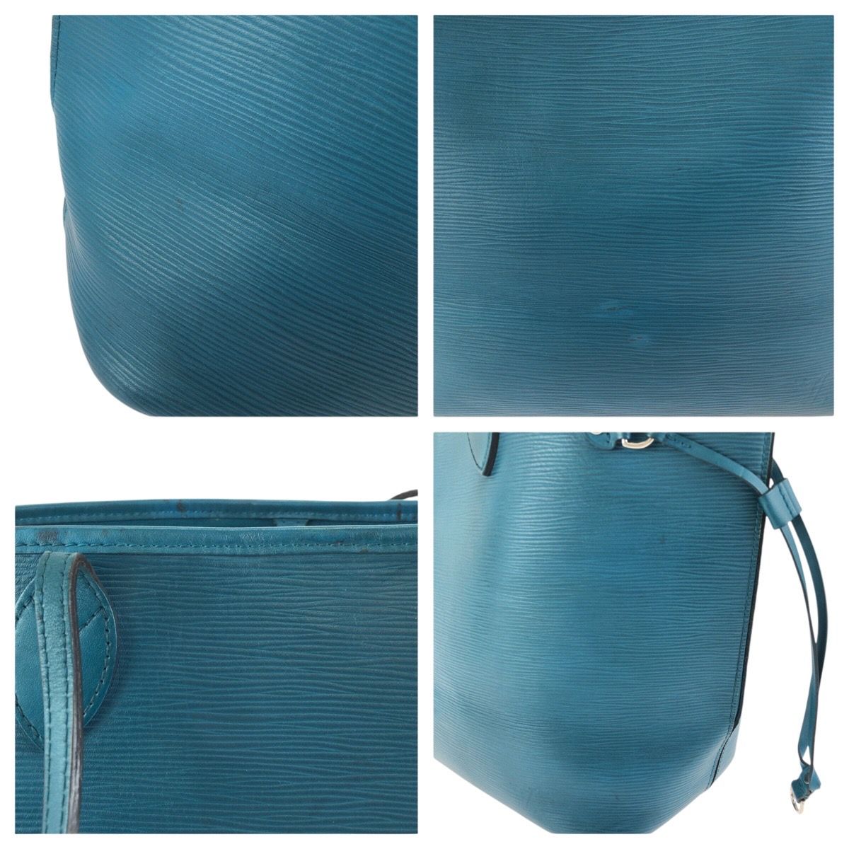 Louis Vuitton Epi Neverfull MM Blue Silver Leather Tote Shoulder — view 5