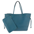 Louis Vuitton Epi Neverfull MM Blue Silver Leather Tote Shoulder