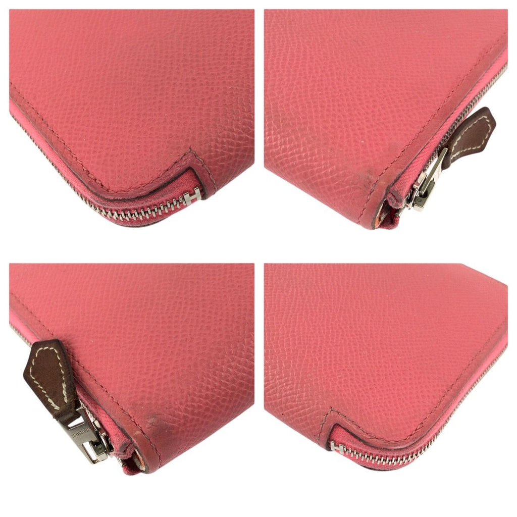 Hermes Azap Long Silk in Rose Azalea Pink Silver Veau Wallet Zip Around — view 4