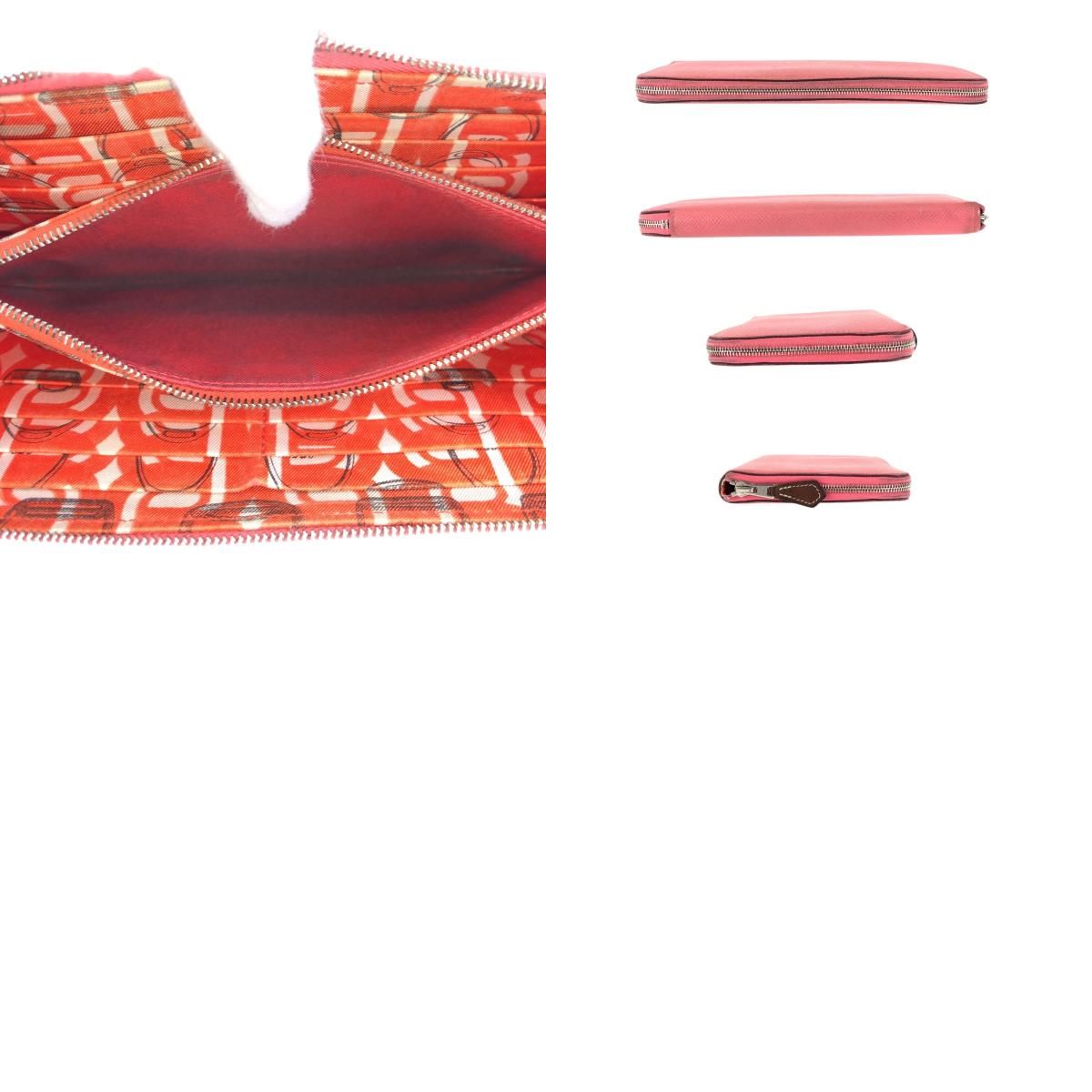 Hermes Azap Long Silk in Rose Azalea Pink Silver Veau Wallet Zip Around — view 9