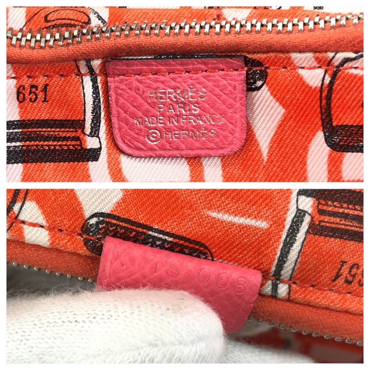Hermes Azap Long Silk in Rose Azalea Pink Silver Veau Wallet Zip Around — view 5