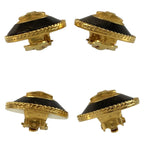 Chanel CC Logo Black Gold Wood Plated Earrings — view 6