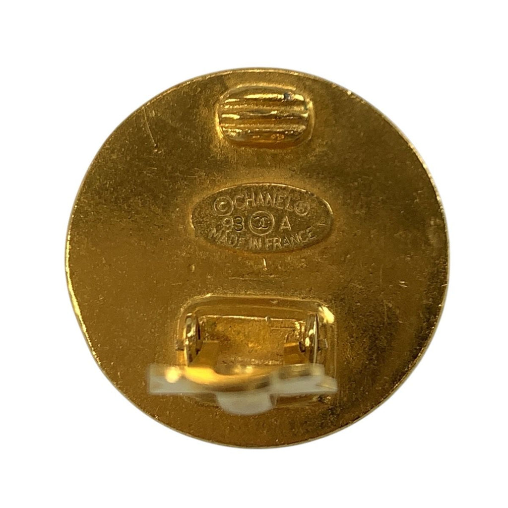 Chanel CC Logo Black Gold Wood Plated Earrings — view 4
