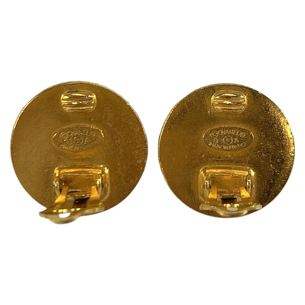 Chanel CC Logo Black Gold Wood Plated Earrings — view 3