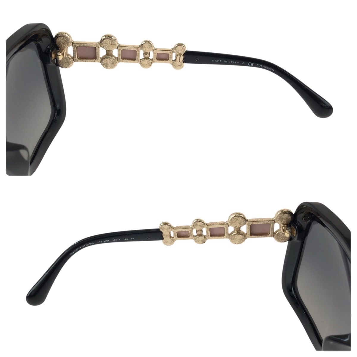 Chanel Bijou CC Logo Limited Edition Black Pink Gold Acetate Sunglasses Eyewear — view 5