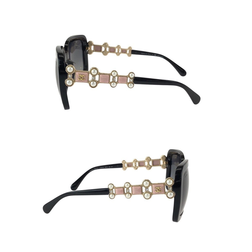 Chanel Bijou CC Logo Limited Edition Black Pink Gold Acetate Sunglasses Eyewear — view 4