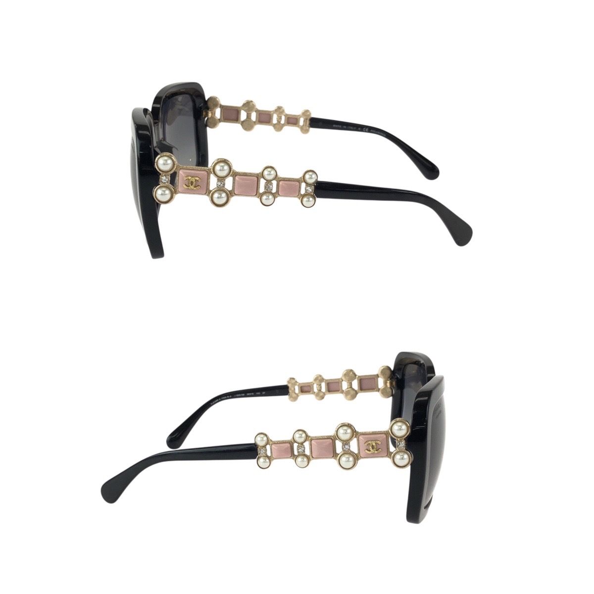 Chanel Bijou CC Logo Limited Edition Black Pink Gold Acetate Sunglasses Eyewear — view 4