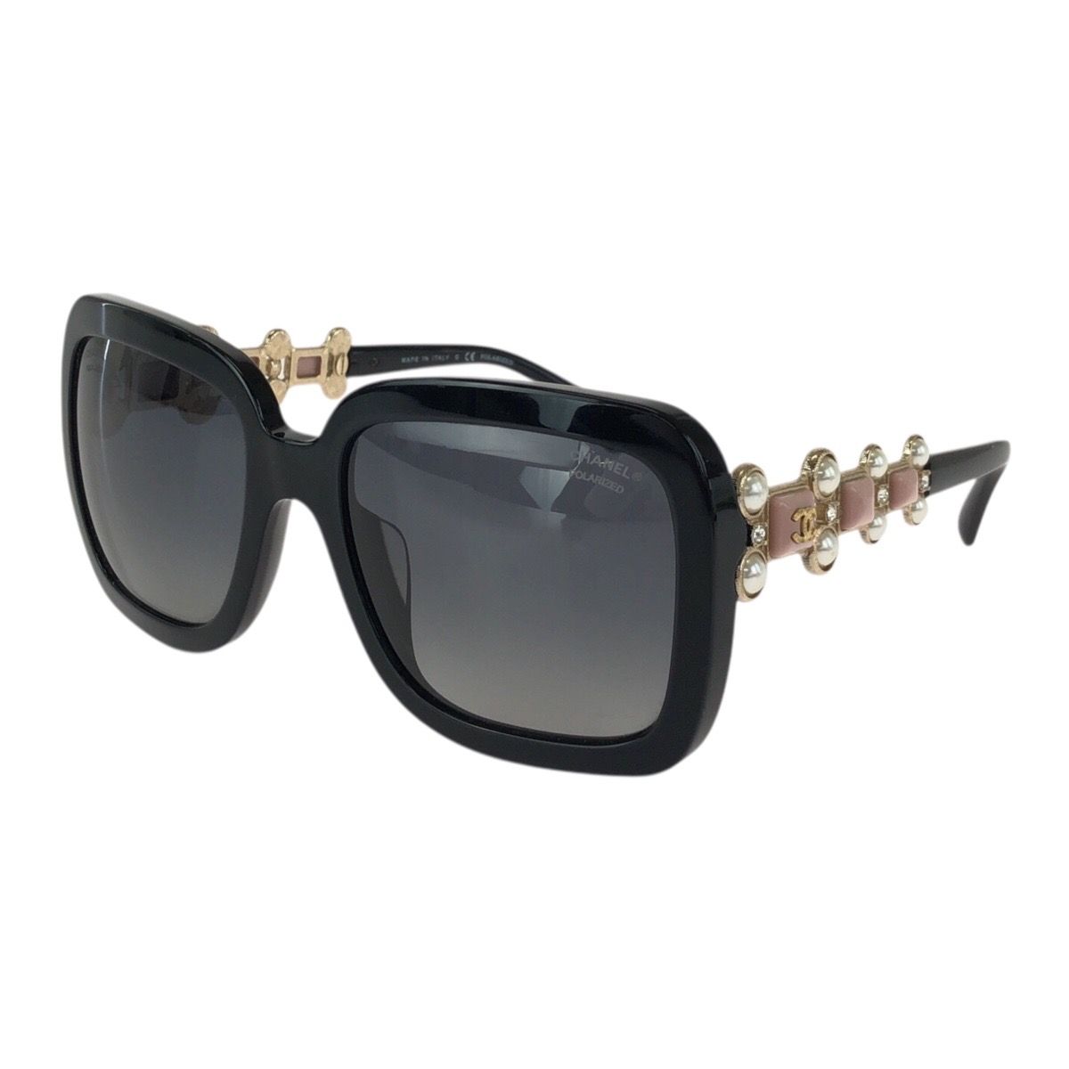 Chanel Bijou CC Logo Limited Edition Black Pink Gold Acetate Sunglasses Eyewear