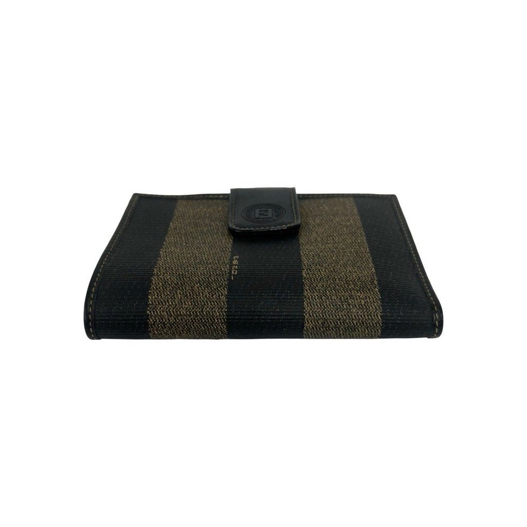 Fendi Vintage Pecan Leather Kiss Lock Bifold Wallet Brown Black — view 6