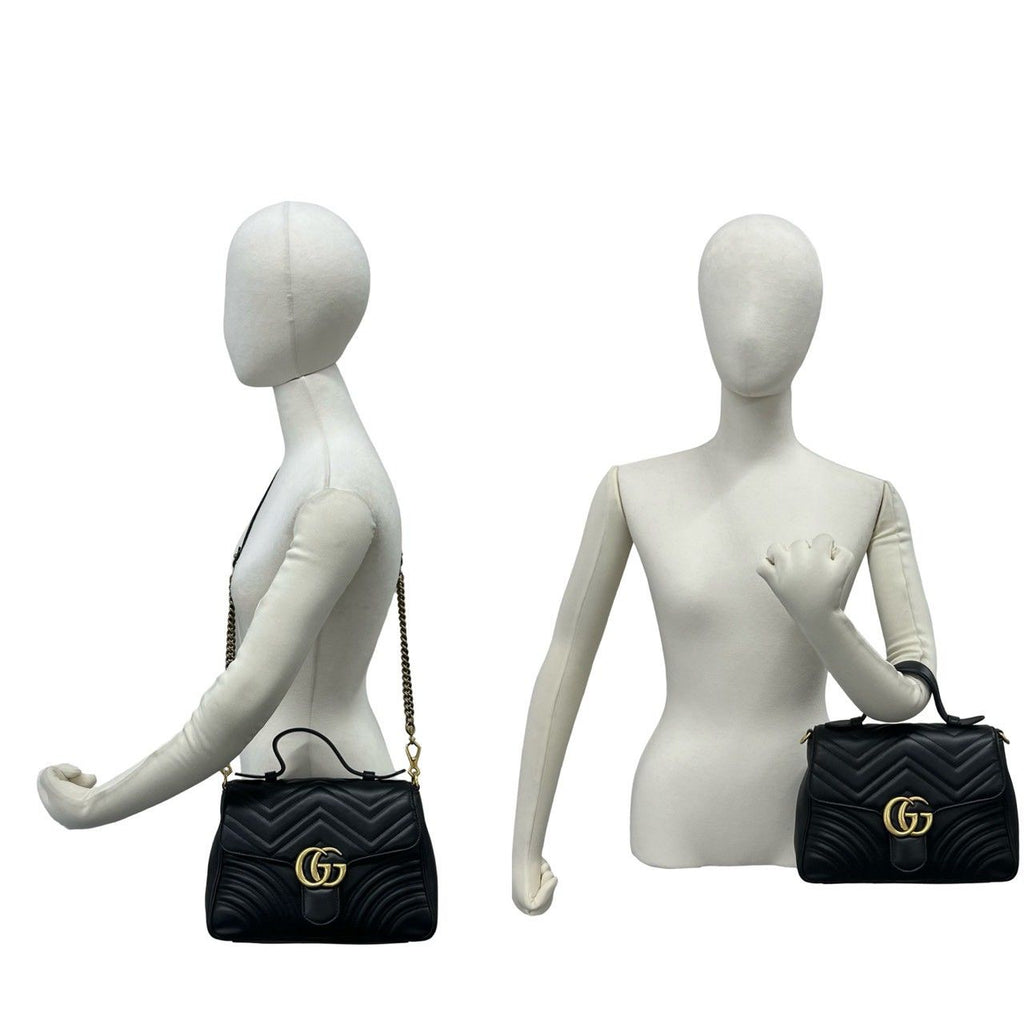 Gucci GG Marmont Leather 2-Way Shoulder Bag Pochette Black — view 2