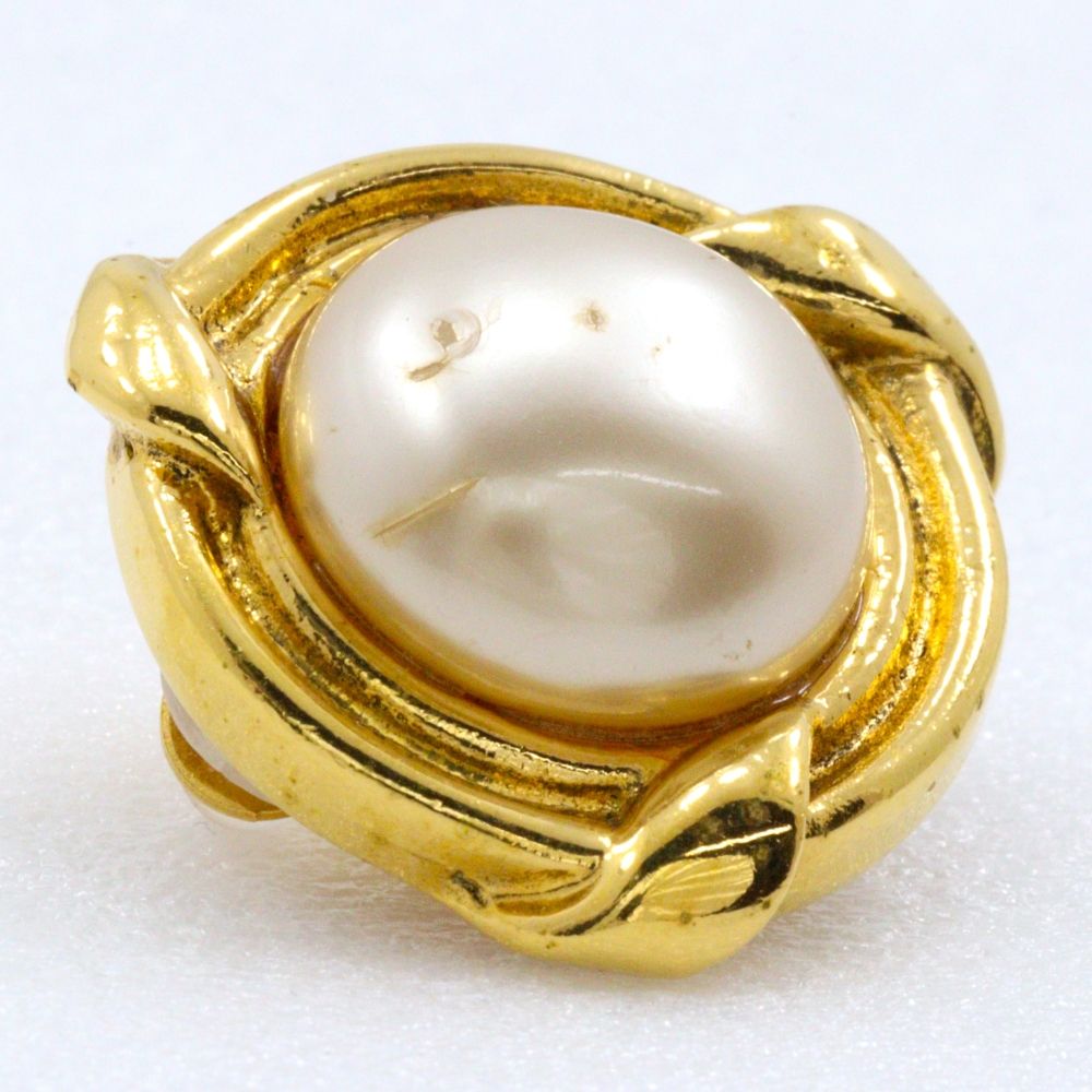 Chanel Vintage Gold Plated Faux Pearl Earrings — view 6