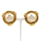 Chanel Vintage Gold Plated Faux Pearl Earrings