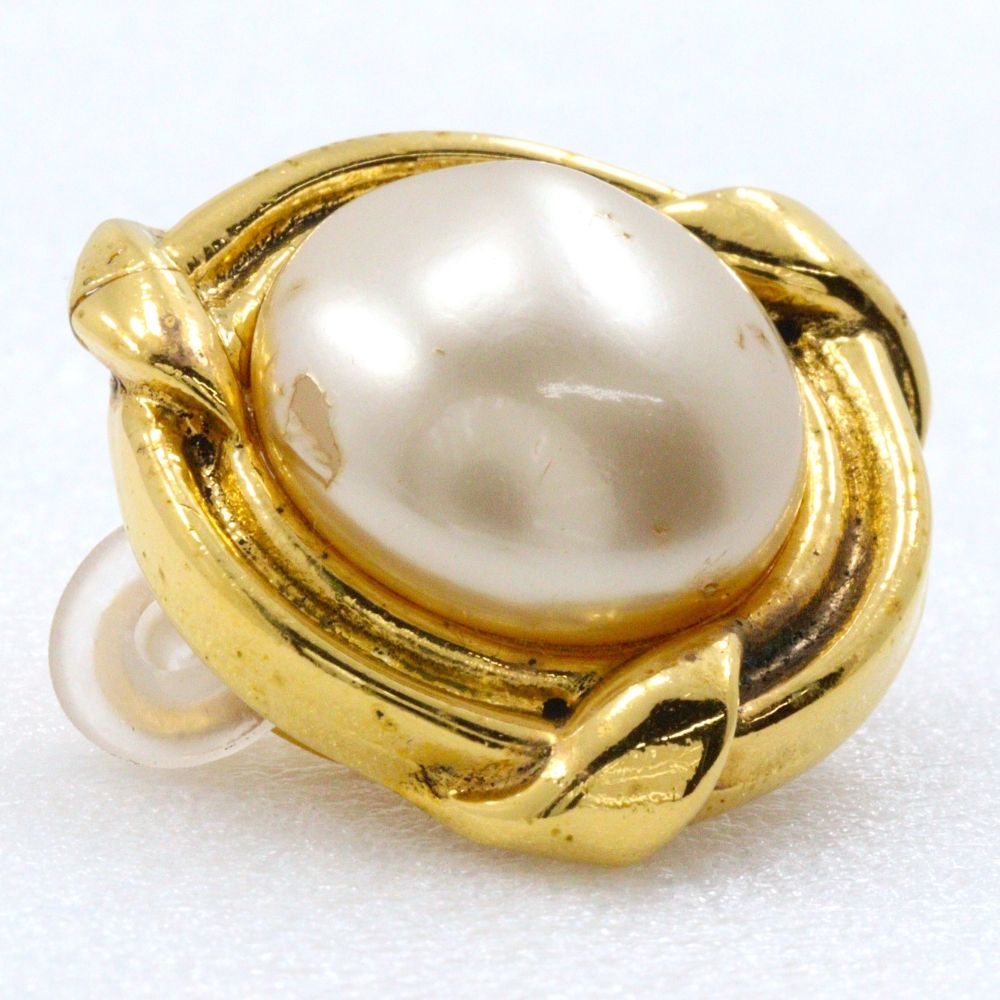 Chanel Vintage Gold Plated Faux Pearl Earrings — view 5