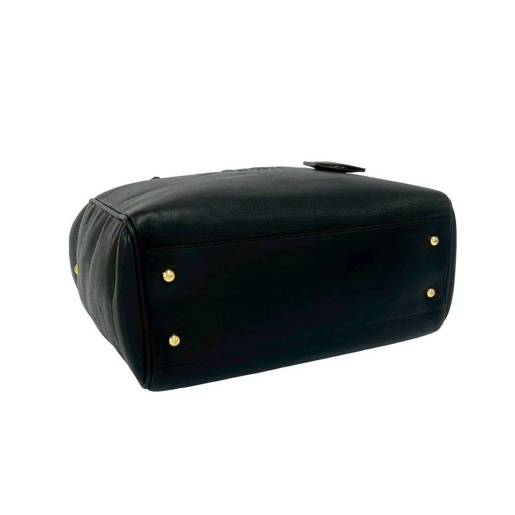 Loewe Box Heritage Logo Embossed Leather Tote Boston Bag Black — view 7