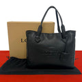 Loewe Box Heritage Logo Embossed Leather Tote Boston Bag Black