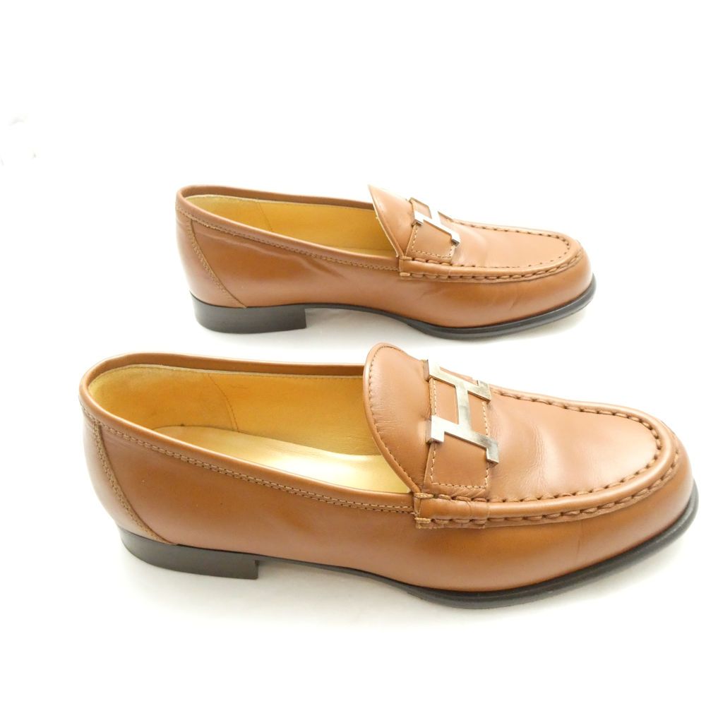 Hermes Constance Loafers 35.5 Leather Shoes Camel — view 4