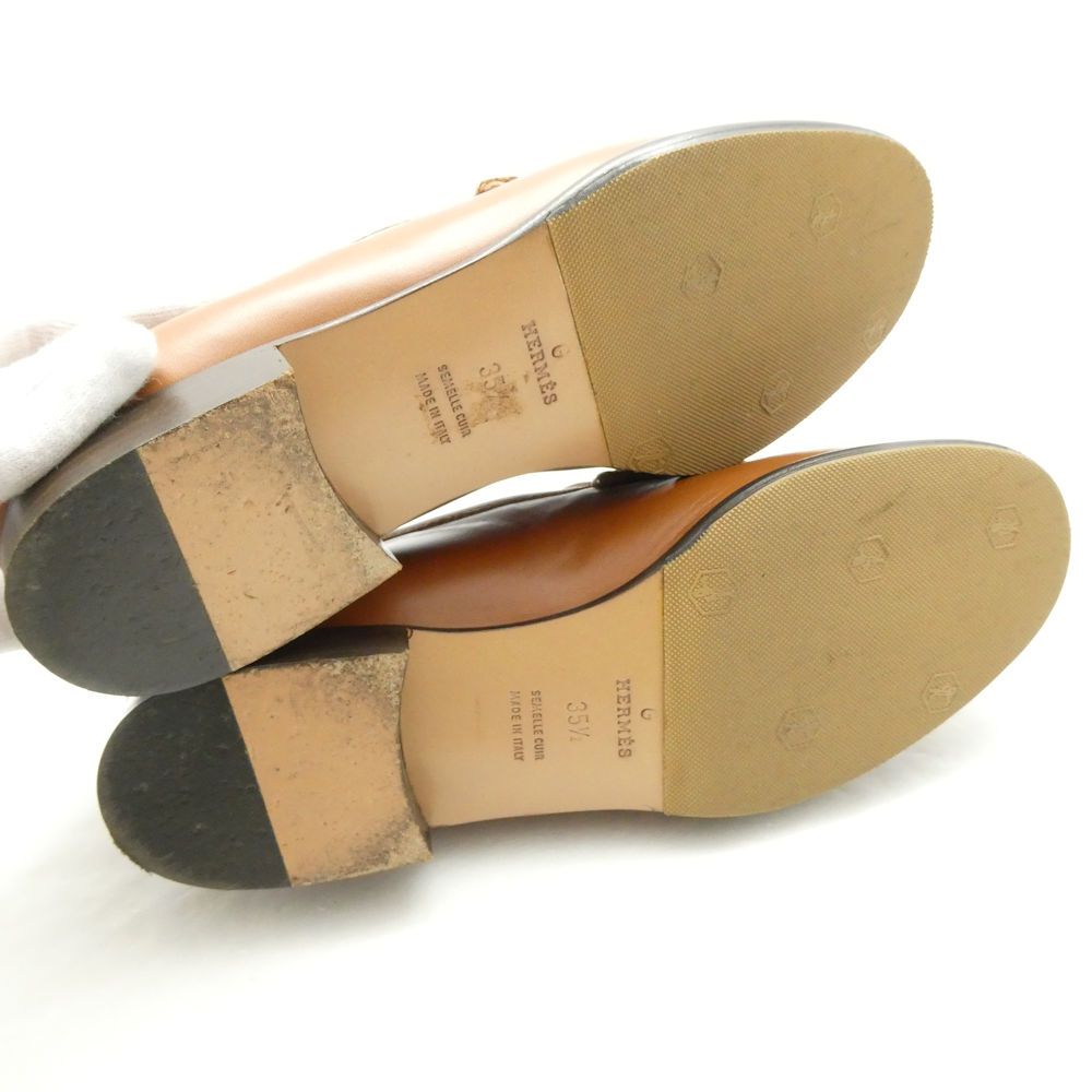 Hermes Constance Loafers 35.5 Leather Shoes Camel — view 7