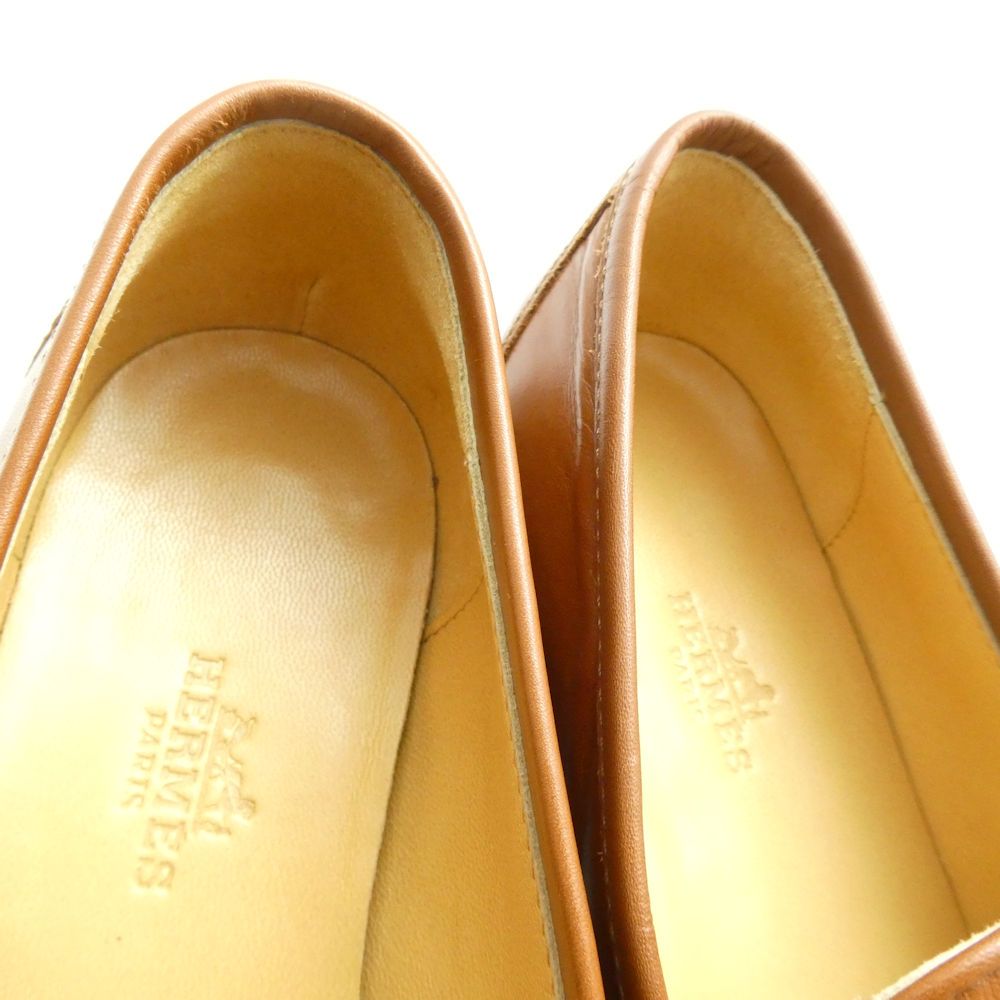 Hermes Constance Loafers 35.5 Leather Shoes Camel — view 9